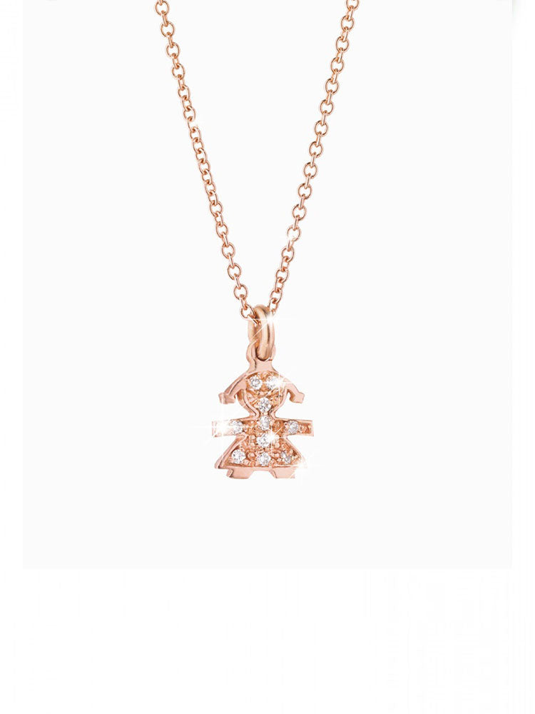 COLLANA BIMBA PICCOLA CON DIAMANTI ORO ROSA E CATENINA LE BEBE'