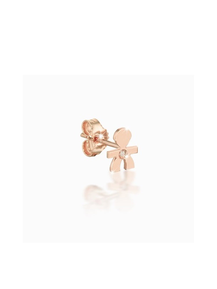 MONO ORECCHINO BIMBO AL LOBO IN ORO ROSA CON DIAMANTE LE BEBE'
