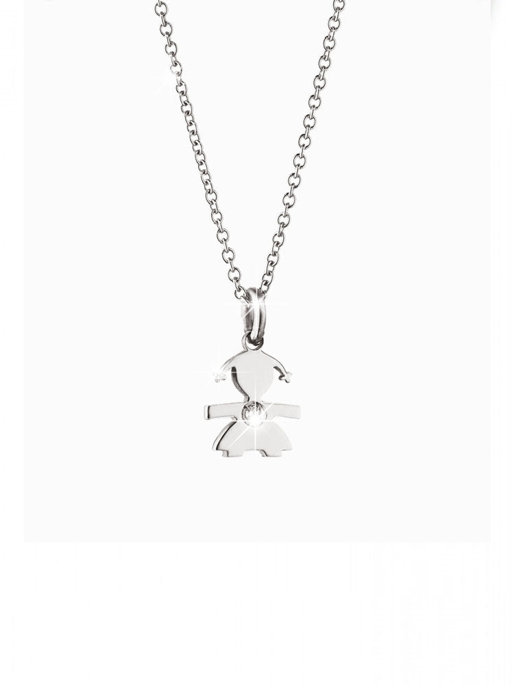COLLANA BIMBA PICCOLA IN ORO BIANCO E DIAMANTE CON CATENINA LE BEBE'