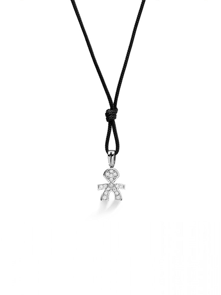 COLLANA DONNA I PAVE' MICRO, BIMBO ORO BIANCO E DIAMANTI LE BEBE'