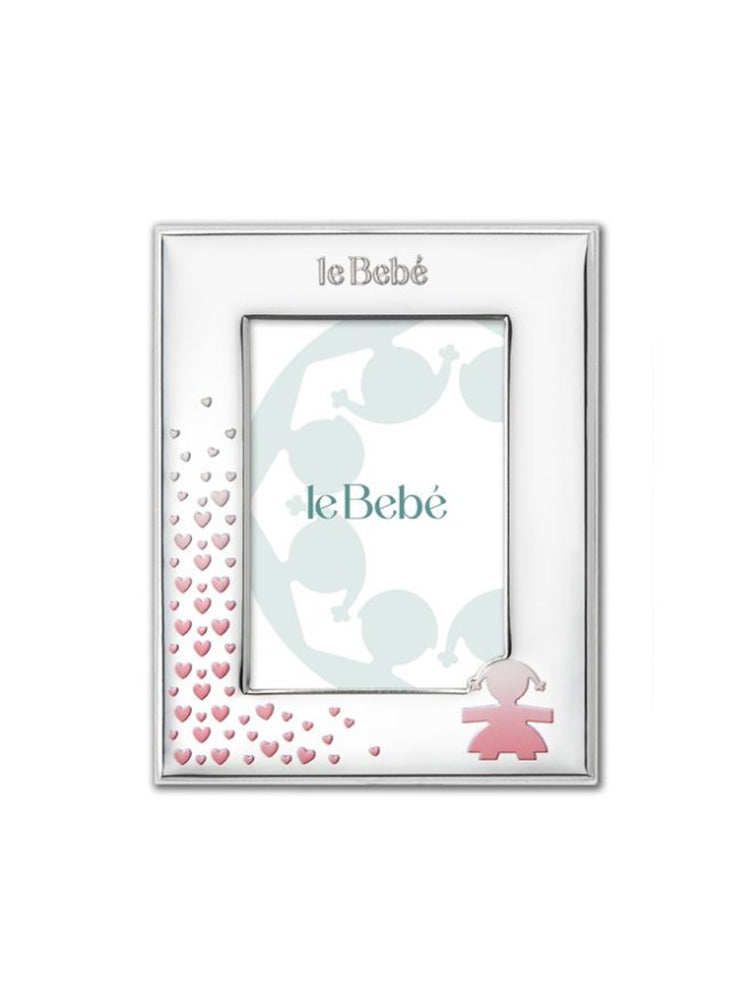 CORNICE BIMBA PORTAFOTO 10X15 CM IN ARGENTO CON CUORI LE BEBE'