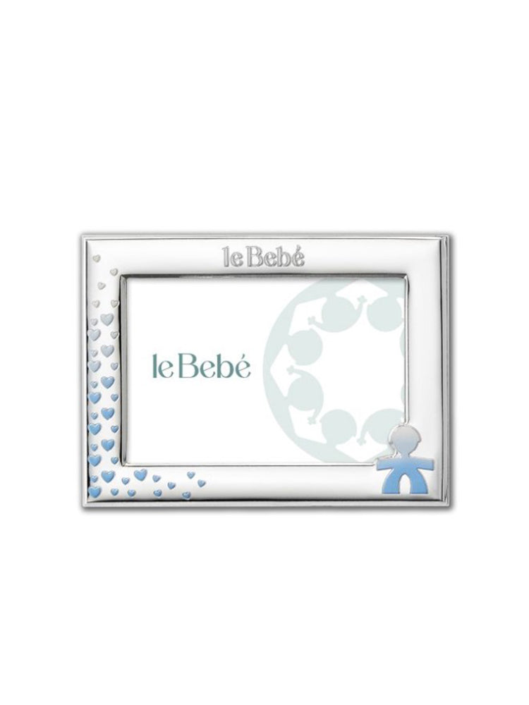 CORNICE BIMBO PORTAFOTO 15X10 CM IN ARGENTO CON CUORI LE BEBE'