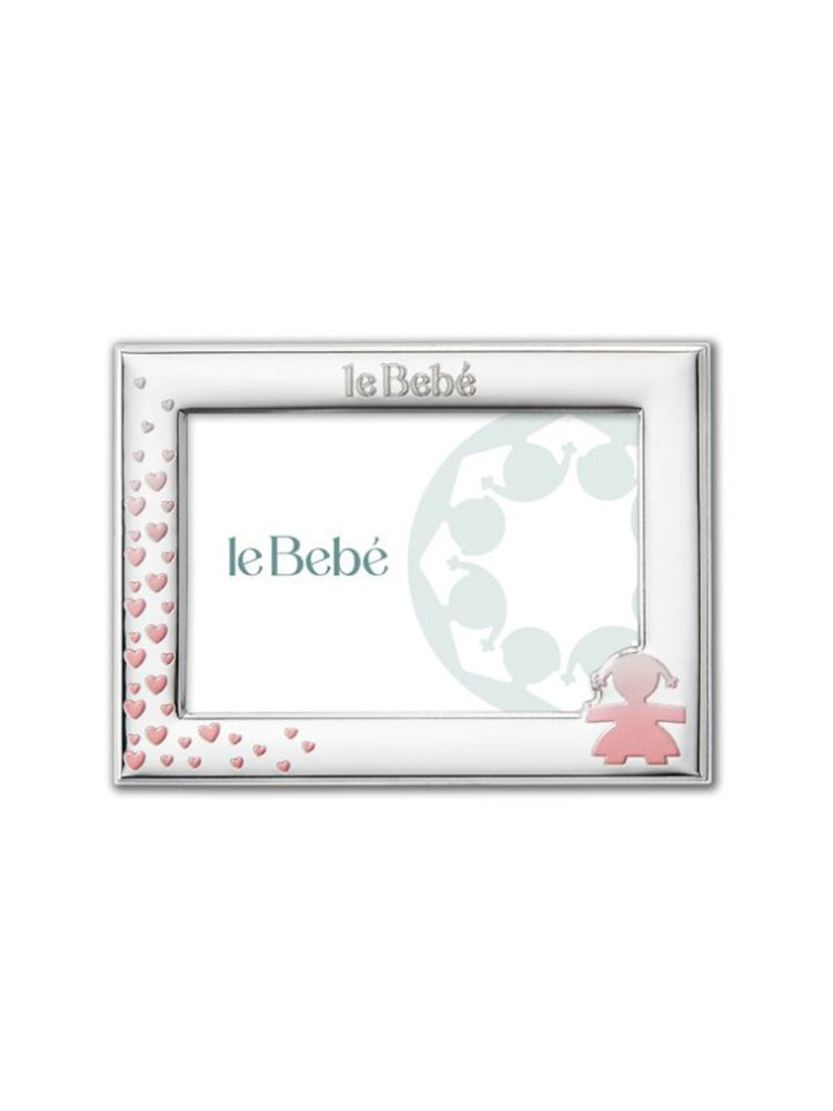 CORNICE BIMBA PORTAFOTO 15X10 IN ARGENTO CON CUORI LE BEBE'