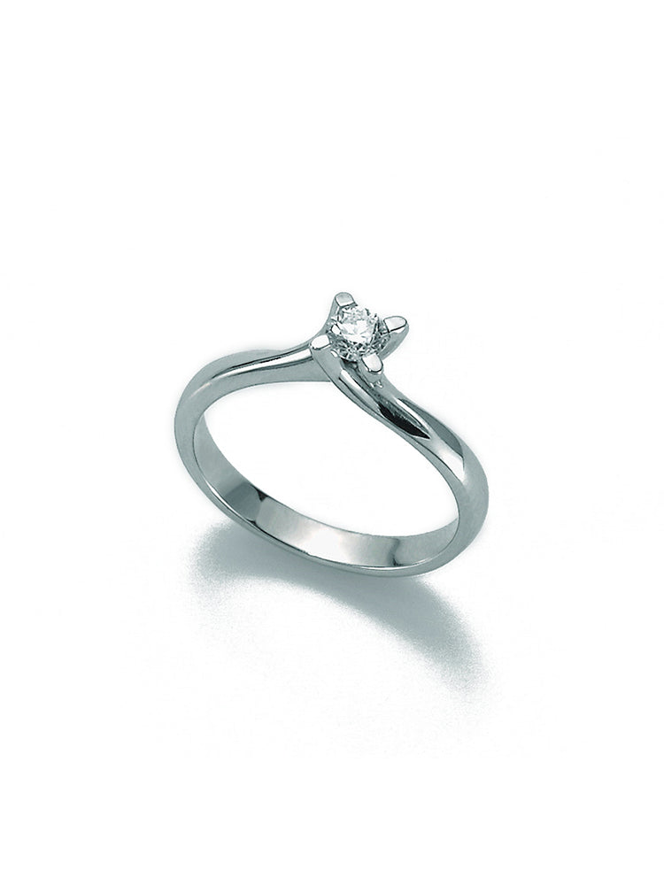 ANELLO DONNA SOLITARIO IN ORO BIANCO E DIAMANTI MILUNA