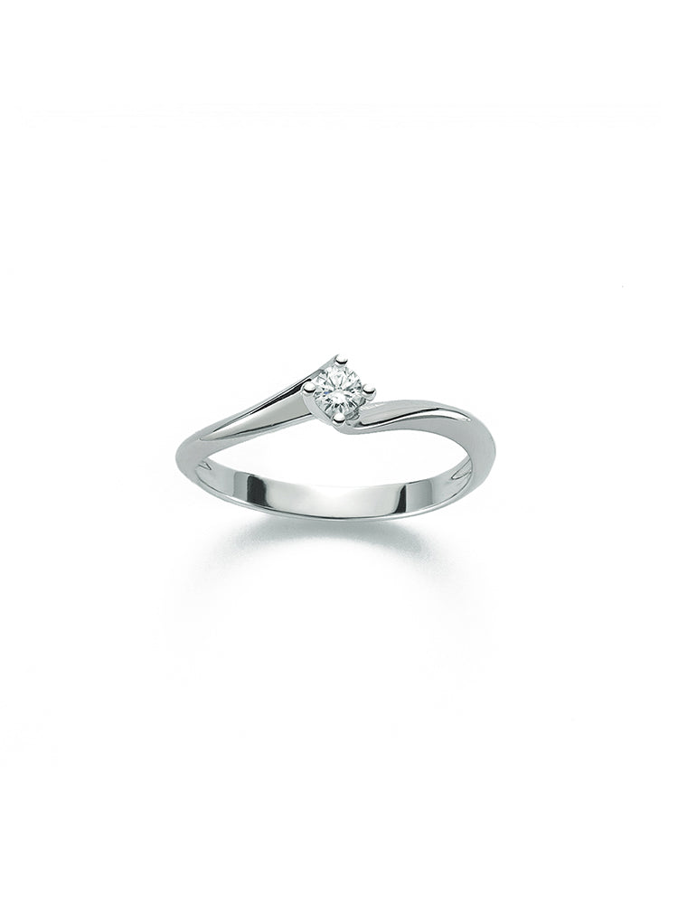 ANELLO DONNA SOLITARIO IN ORO BIANCO E DIAMANTI MILUNA