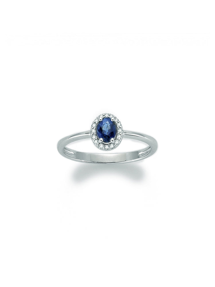 ANELLO DONNA IN ORO BIANCO CON DIAMANTI E ZAFFIRO MILUNA