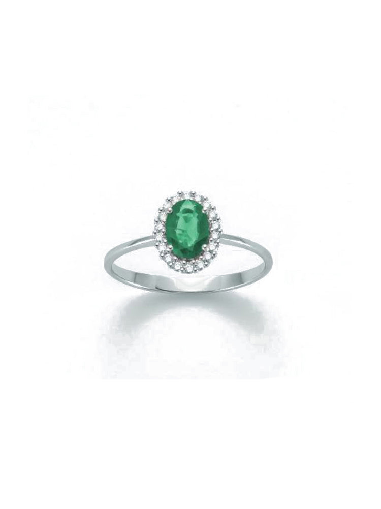 ANELLO DONNA IN ORO BIANCO CON DIAMANTI E SMERALDO MILUNA