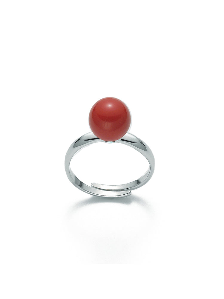 ANELLO DONNA IN ARGENTO CON CORALLO NATURALE ROSSO MILUNA