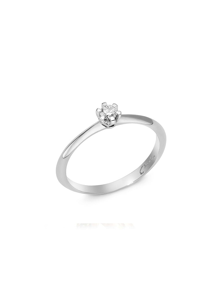 ANELLO DONNA SOLITARIO IN ORO BIANCO E DIAMANTI 0.05 CT MILUNA