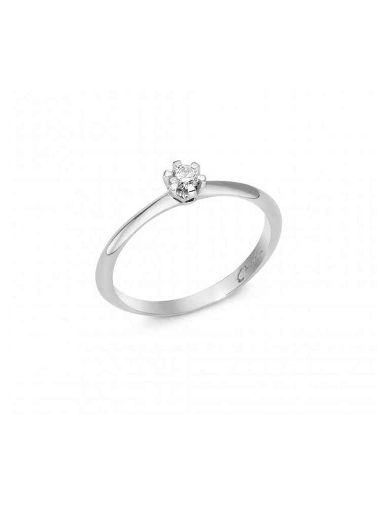 ANELLO DONNA SOLITARIO IN ORO BIANCO 18KT E DIAMANTE TAGLIO BRILLANTE  MILUNA