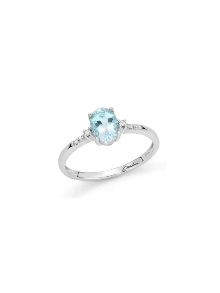 ANELLO DONNA IN ORO BIANCO CON ACQUAMARINA E DIAMANTI MILUNA