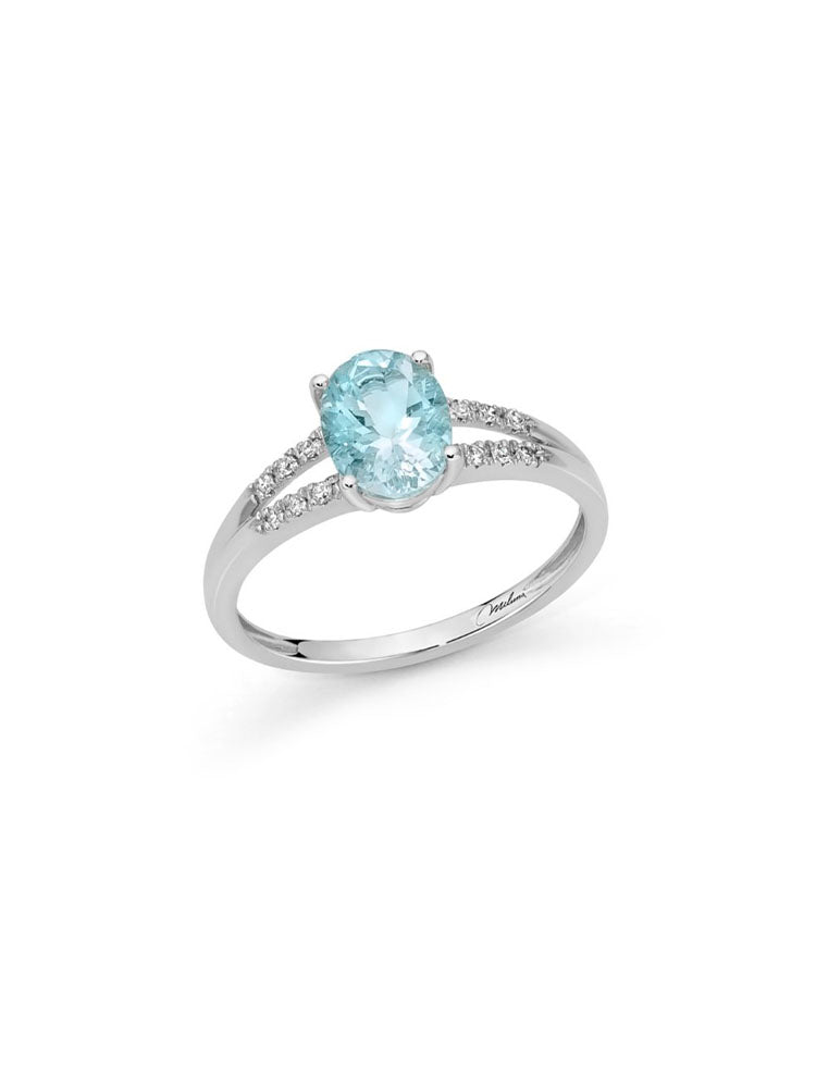 ANELLO DONNA IN ORO CON ACQUAMARINA E DIAMANTI MILUNA