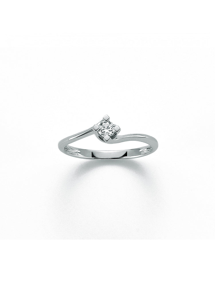 ANELLO DONNA SOLITARIO IN ORO BIANCO E DIAMANTI MILUNA