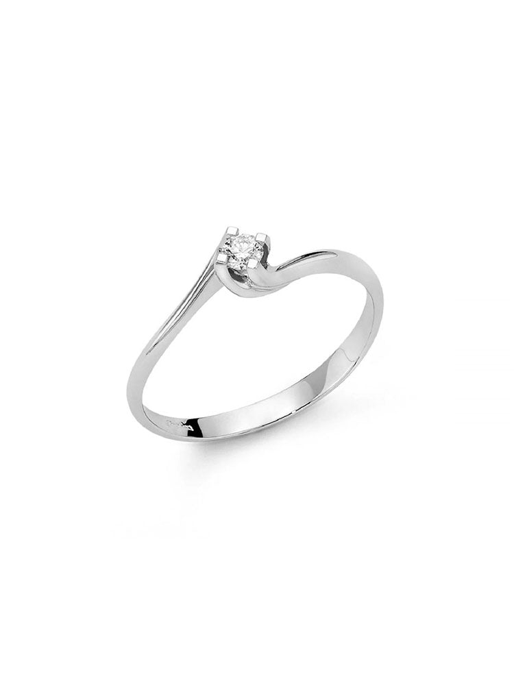 ANELLO DONNA SOLITARIO IN ORO BIANCO 18KT E DIAMANTE TAGLIO BRILLANTE  MILUNA