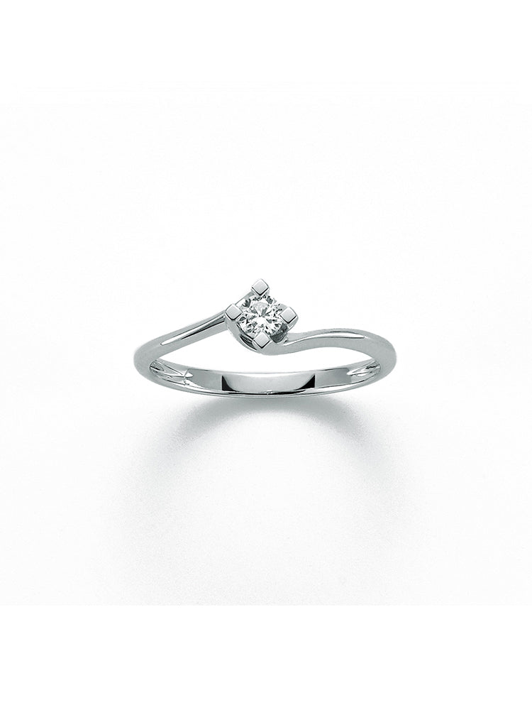 ANELLO DONNA SOLITARIO IN ORO BIANCO E DIAMANTI MILUNA