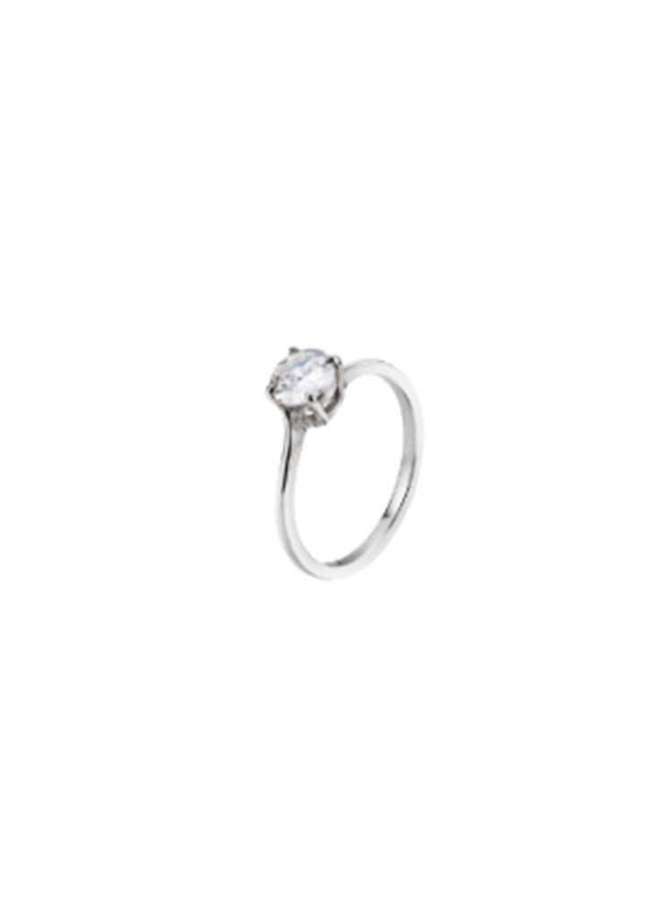 ANELLO DONNA SOLITARIO IN ACCIAIO CON CRISTALLO BIANCO CENTRALE MIS 16 LIU JO