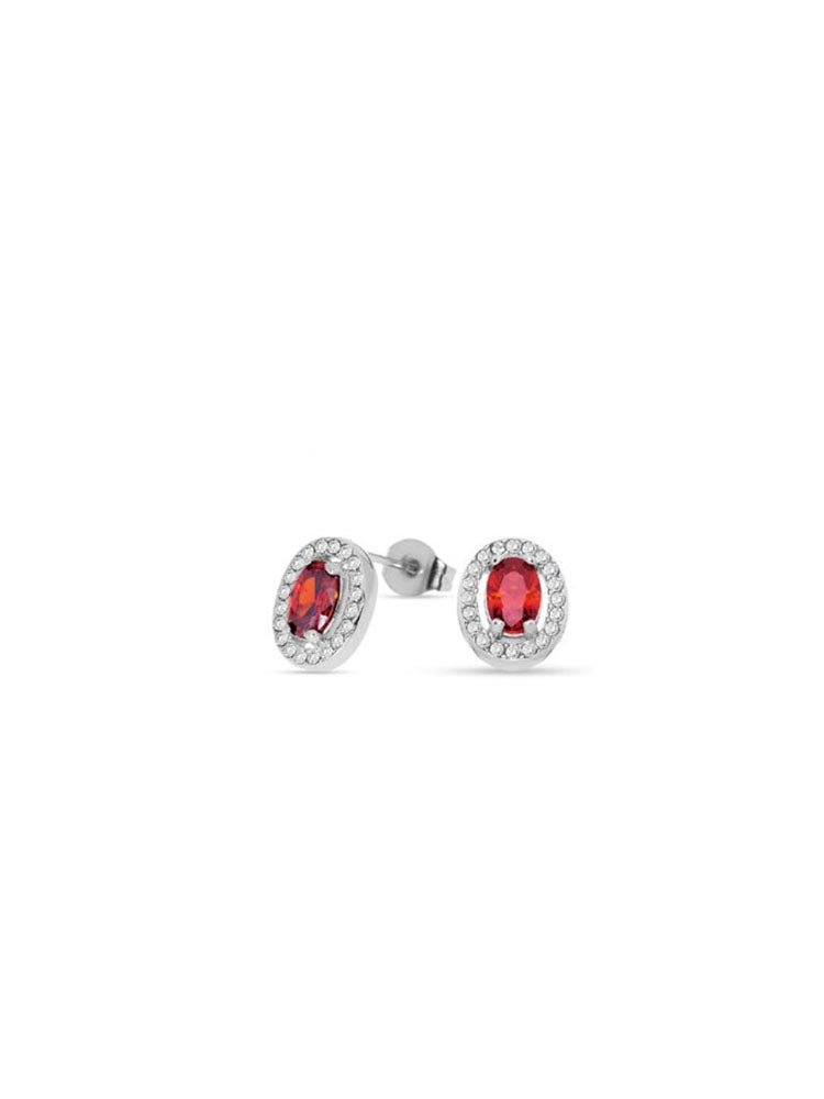 ORECCHINI DONNA PUNTO LUCE IN ACCIAIO OVALE CON ZIRCONE ROSSO LIU JO