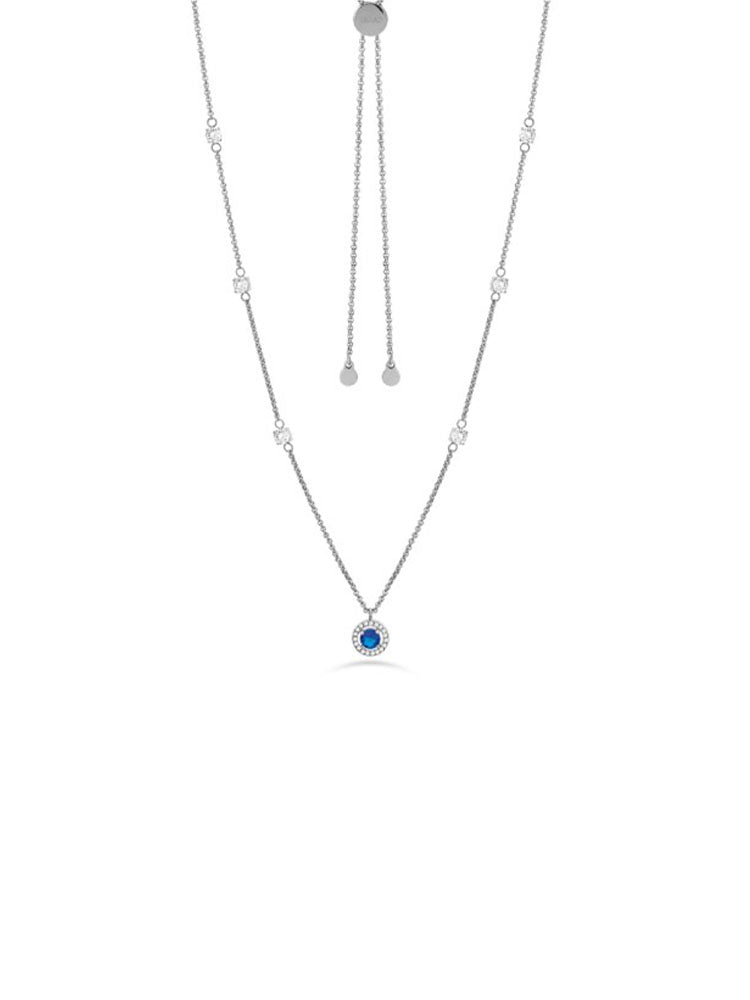 COLLANA DONNA IN ACCIAIO CON PENDENTE BLU E ZIRCONI BIANCHI LIU JO
