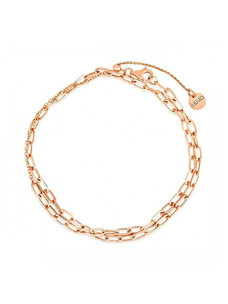 BRACCIALE DONNA IN ACCIAIO A CATENA  COLORE ORO ROSA COLLEZIONE ESSENTIAL LIU JO