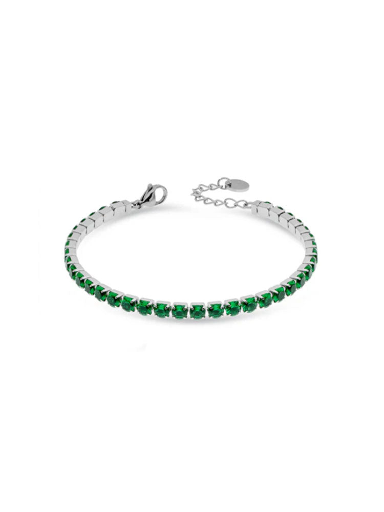 BRACCIALE DONNA TENNIS IN ACCIAIO CON ZIRCONI VERDI LIU JO