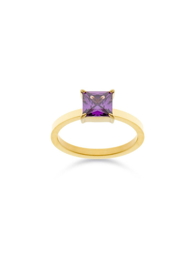 ANELLO DONNA IN ACCIAIO DORATO CON ZIRCONE VIOLA MISURA 12 LIU JO
