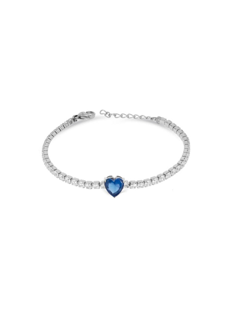 BRACCIALE DONNA TENNIS IN ACCIAIO CON CUORE CENTRALE BLU LIU JO