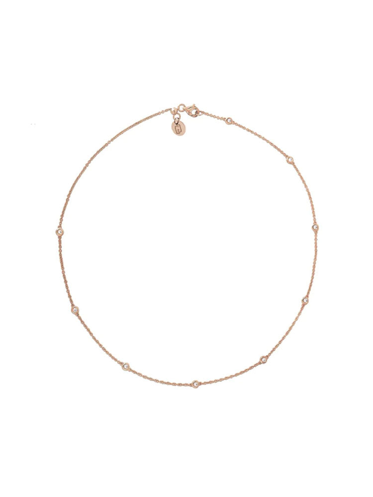COLLANA DONNA GIROCOLLO IN ACCIAIO ROSATO CON INTERMEZZI CON ZIRCONI BIANCHI LIU JO