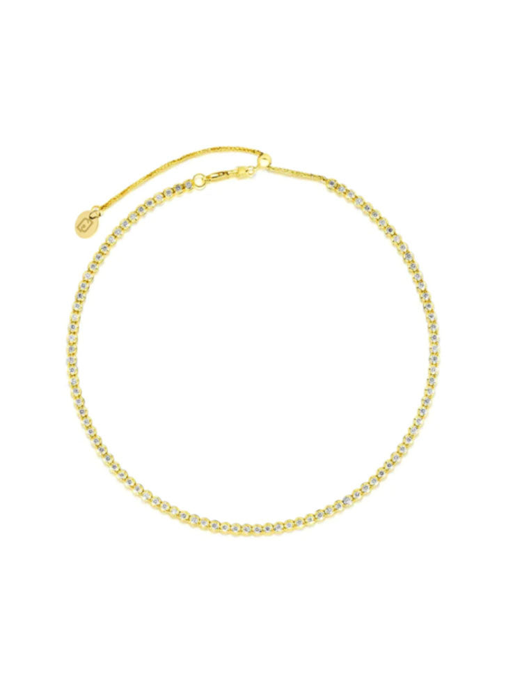 COLLANA DONNA TENNIS IN ACCIAIO DORATO CON CRISTALLI BIANCHI LIU JO