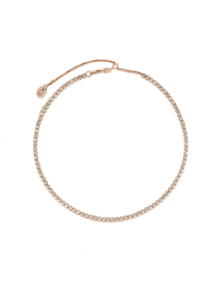 COLLANA DONNA TENNIS IN ACCIAIO ROSATO CON CRISTALLI BIANCHI LIU JO
