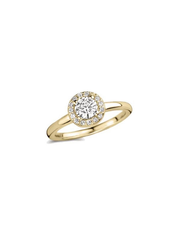 ANELLO DONNA SOLITARIO  IN ACCIAIO COLOR ORO ZIRCONE BIANCO CENTRALE MISURA 16 LIU JO
