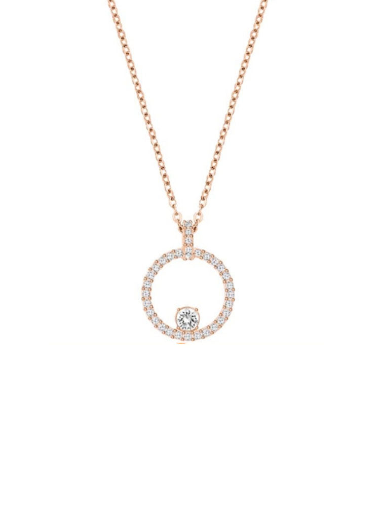 COLLANA DONNA IN ACCIAIO ROSATO CON CERCHIO PENDENTE E ZIRCONI LIU JO