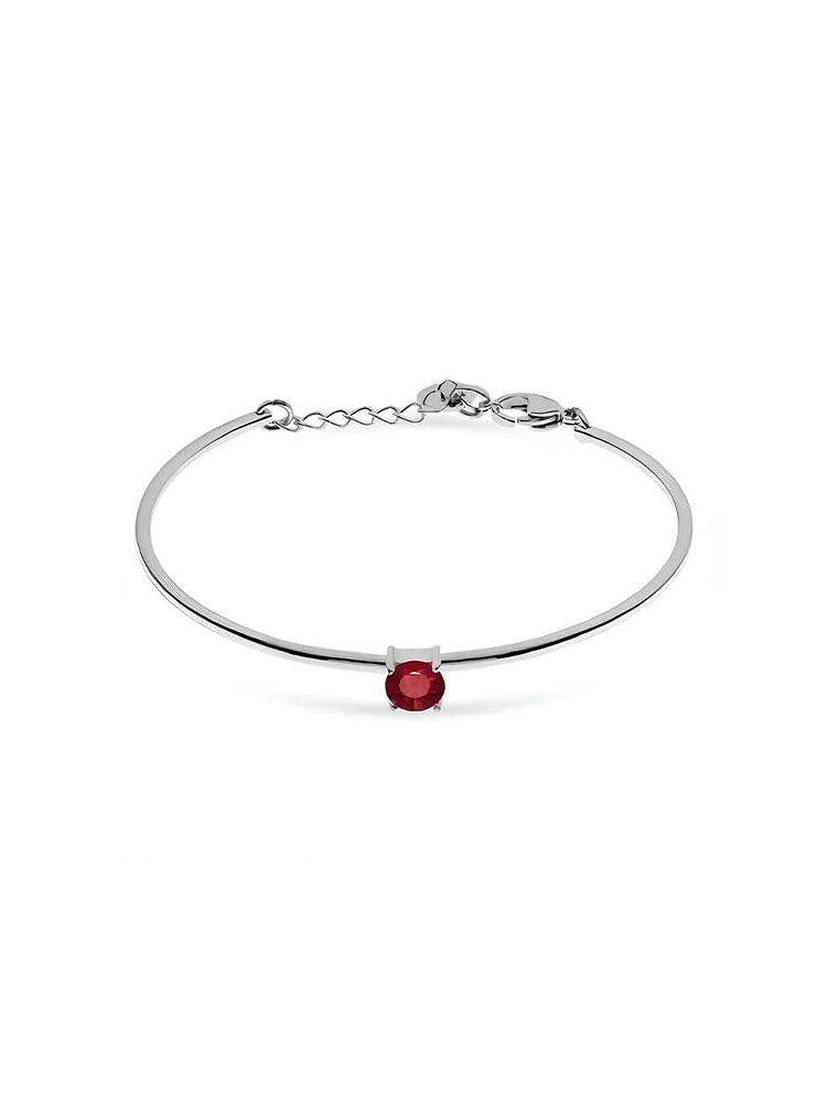 BRACCIALE DONNA IN ACCIAIO RIGIDO CON ZIRCONE CENTRALE ROSSO  LIU JO