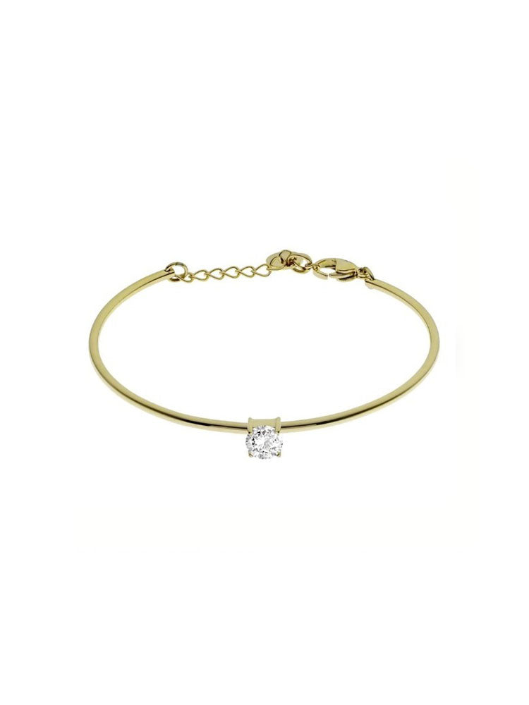 BRACCIALE DONNA IN ACCIAIO RIGIDO COLOR ORO CON ZIRCONE CENTRALE BIANCO LIU JO