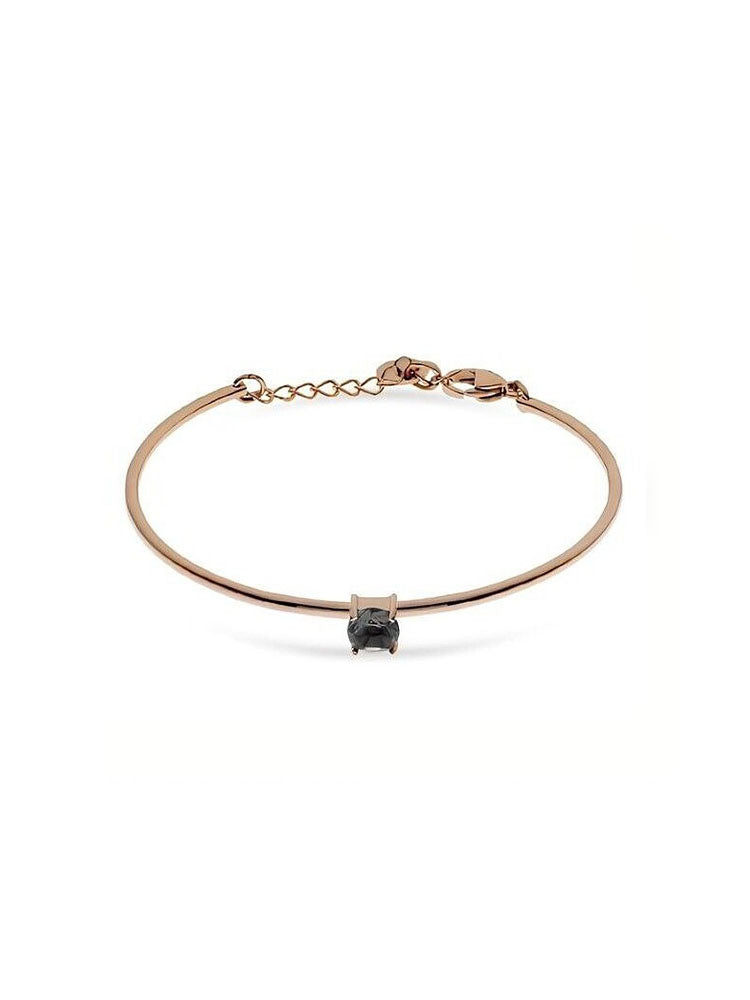BRACCIALE DONNA IN ACCIAIO RIGIDO COLOR ORO ROSA CON ZIRCONE CENTRALE NERO LIU JO