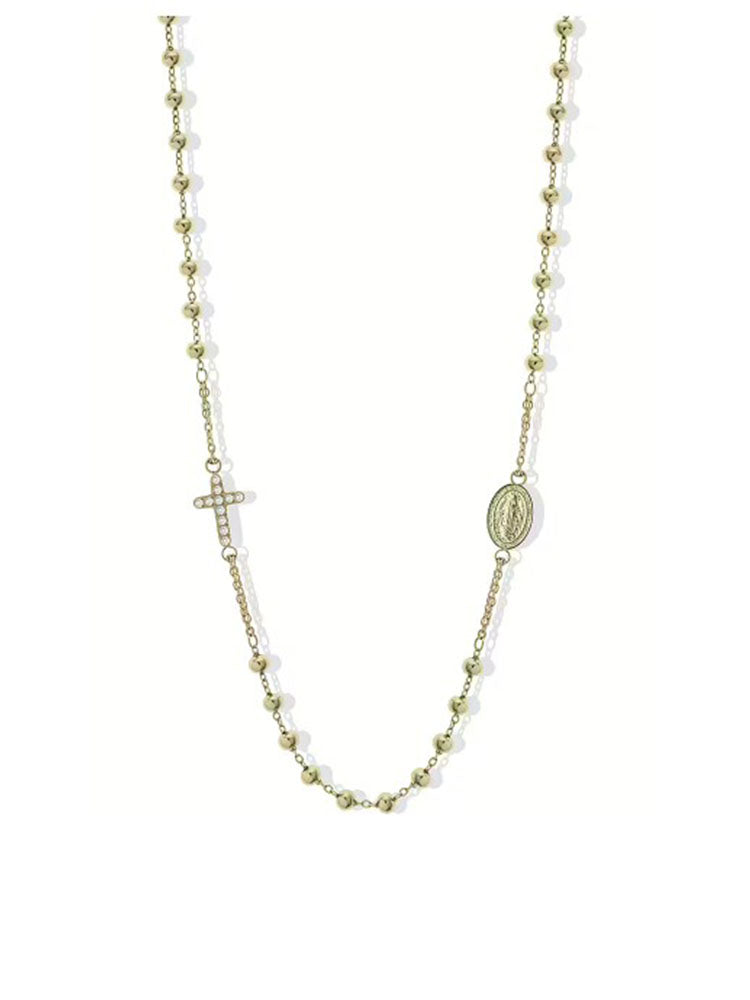 COLLANA DONNA PENDENTE ESSENTIAL IN ACCIAIO COLOR ORO E CROCE DI CRISTALLI LIU JO