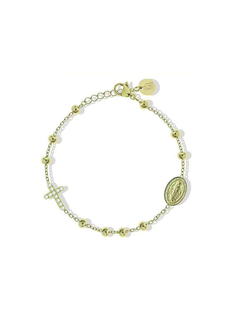 BRACCIALE DONNA ESSENTIAL IN ACCIAIO COLOR ORO CON CROCE DI CRISTALLI LIU JO