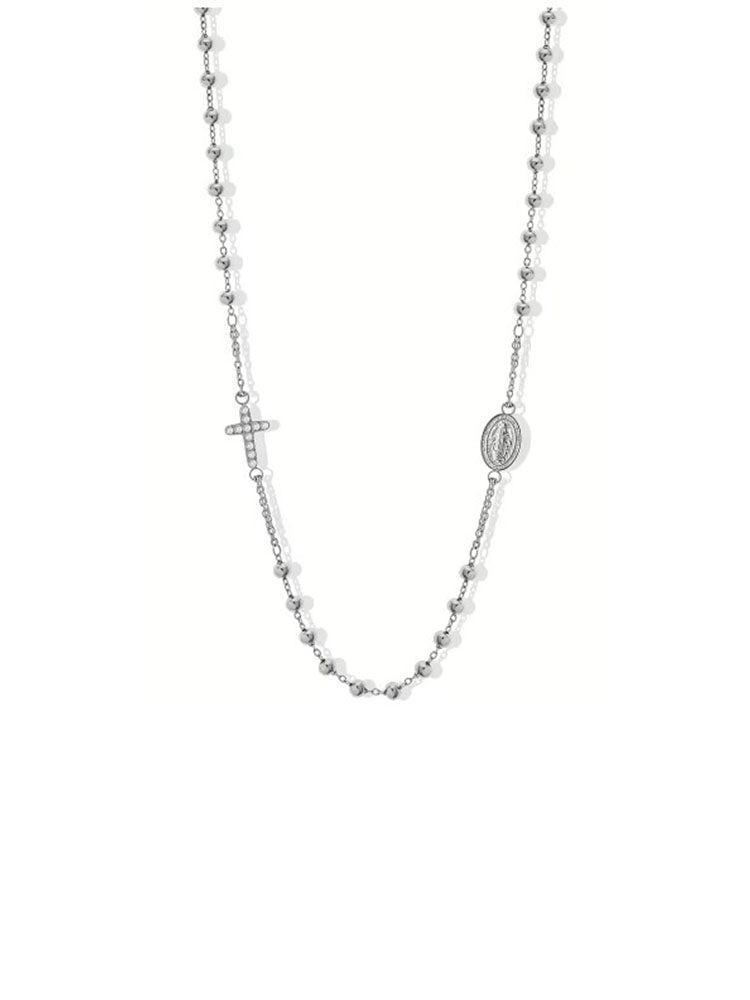 COLLANA DONNA ESSENTIAL IN ACCIAIO COLOR ARGENTO E CROCE DI CRISTALLI LIU JO