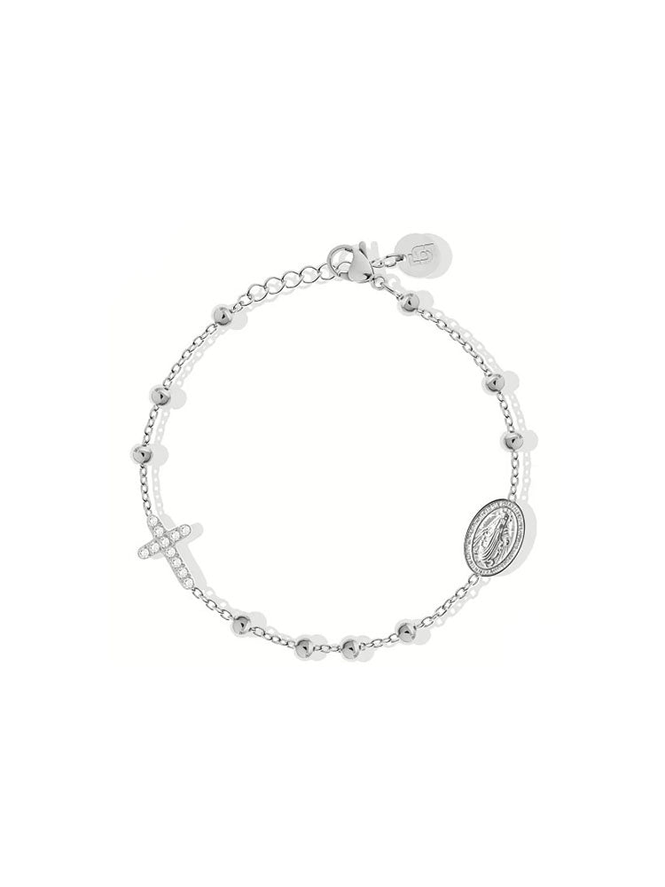 BRACCIALE DONNA ESSENTIAL IN ACCIAIO COLOR ARGENTO E CROCE DI CRISTALLI LIU JO