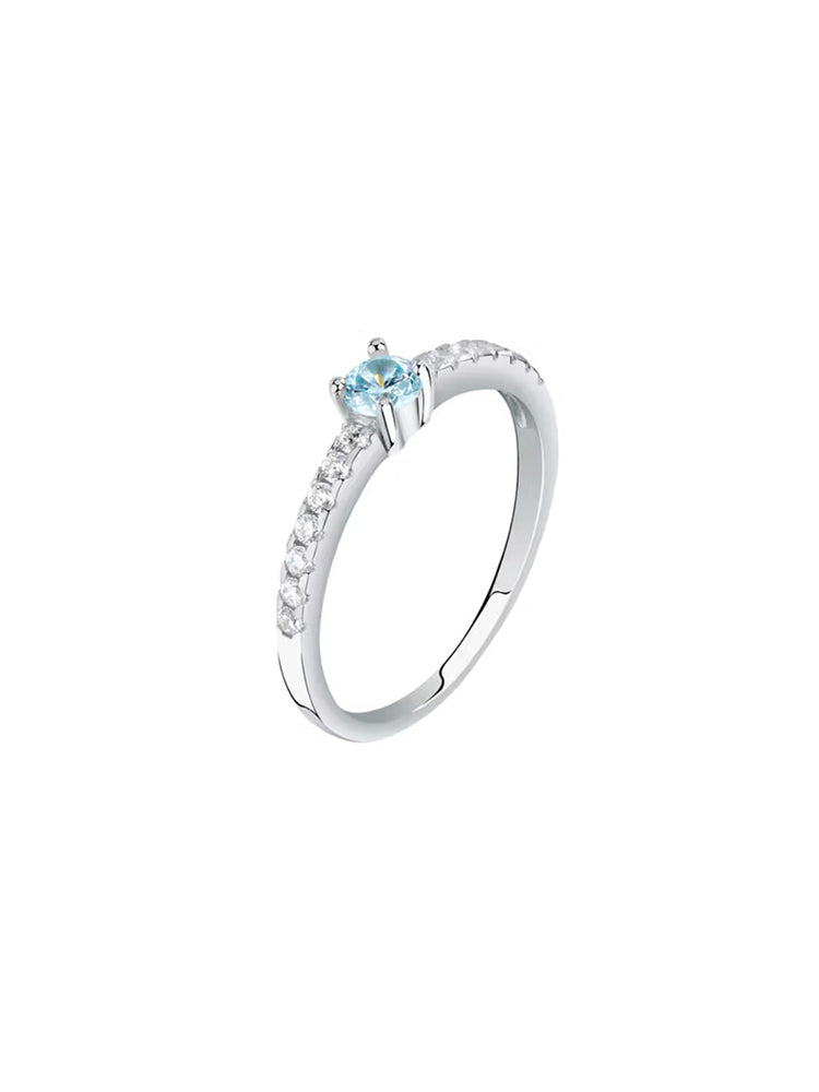 ANELLO DONNA IN ARGENTO CON ZIRCONI E PIETRA CENTRALE BLU MIS 18 LA PETITE STORY
