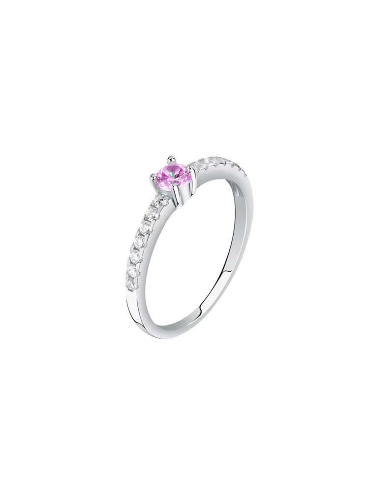 ANELLO DONNA IN ARGENTO CON ZIRCONI E PIETRA CENTRALE ROSA MIS 12 LA PETITE STORY