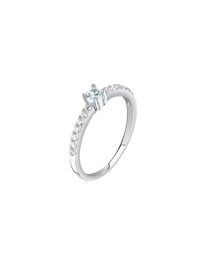 ANELLO DONNA IN ARGENTO CON ZIRCONI E PIETRA CENTRALE BIANCA MIS 12 LA PETITE STORY