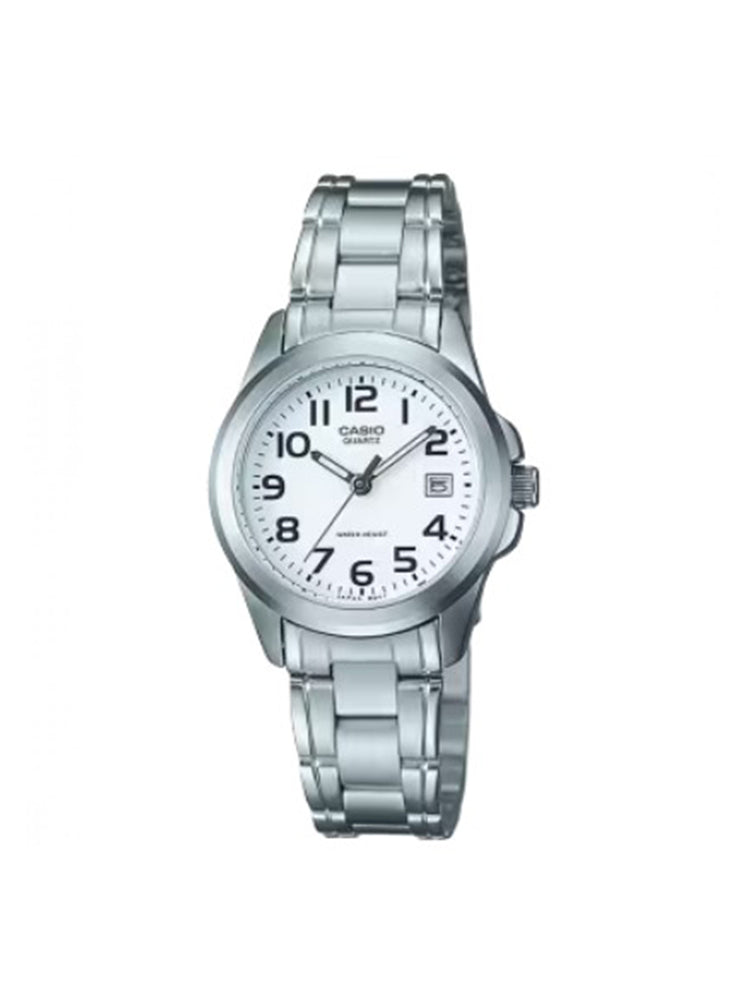 OROLOGIO DONNA IN ACCIAIO CON QUADRANTE BIANCO E NUMERI NERI CASIO