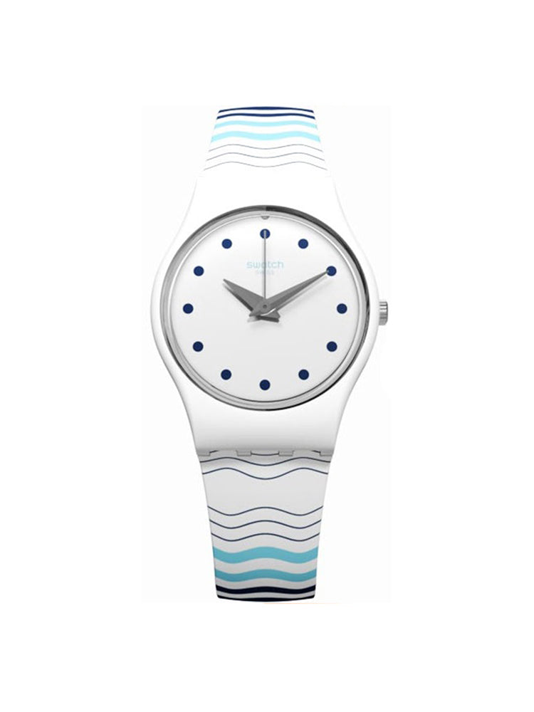 OROLOGIO UNISEX SOLO TEMPO IN SILICONE BIANCO E STRISCE SWATCH