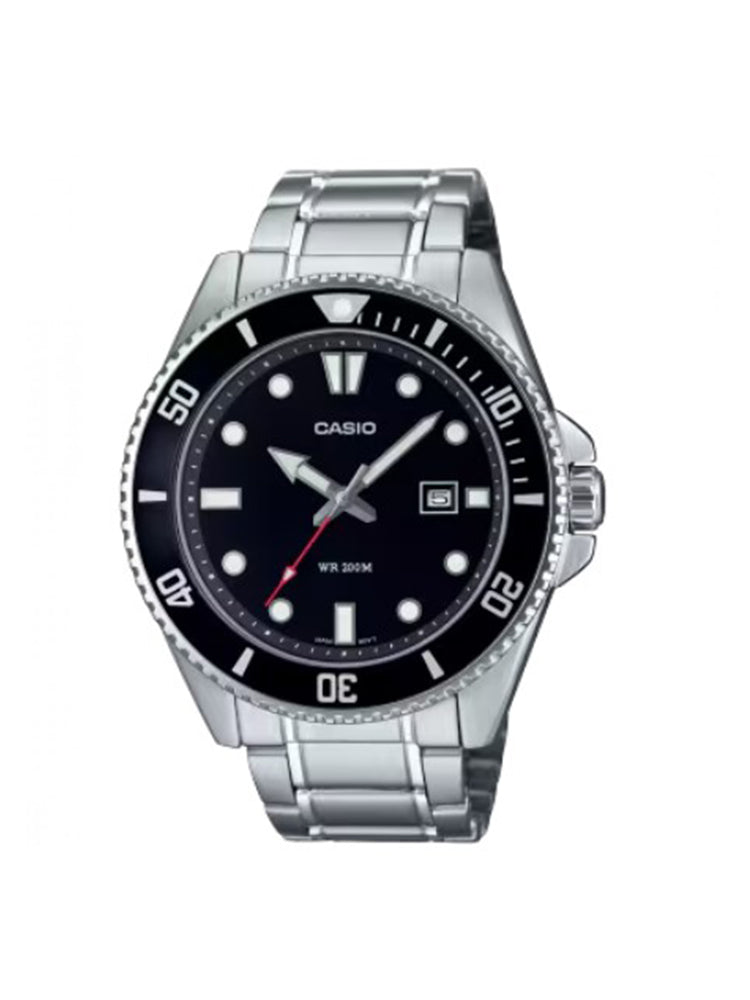 ORLOGIO UOMO SOLO TEMPO IN ACCIAIO CON GHIERA SMALTATA NERA CASIO