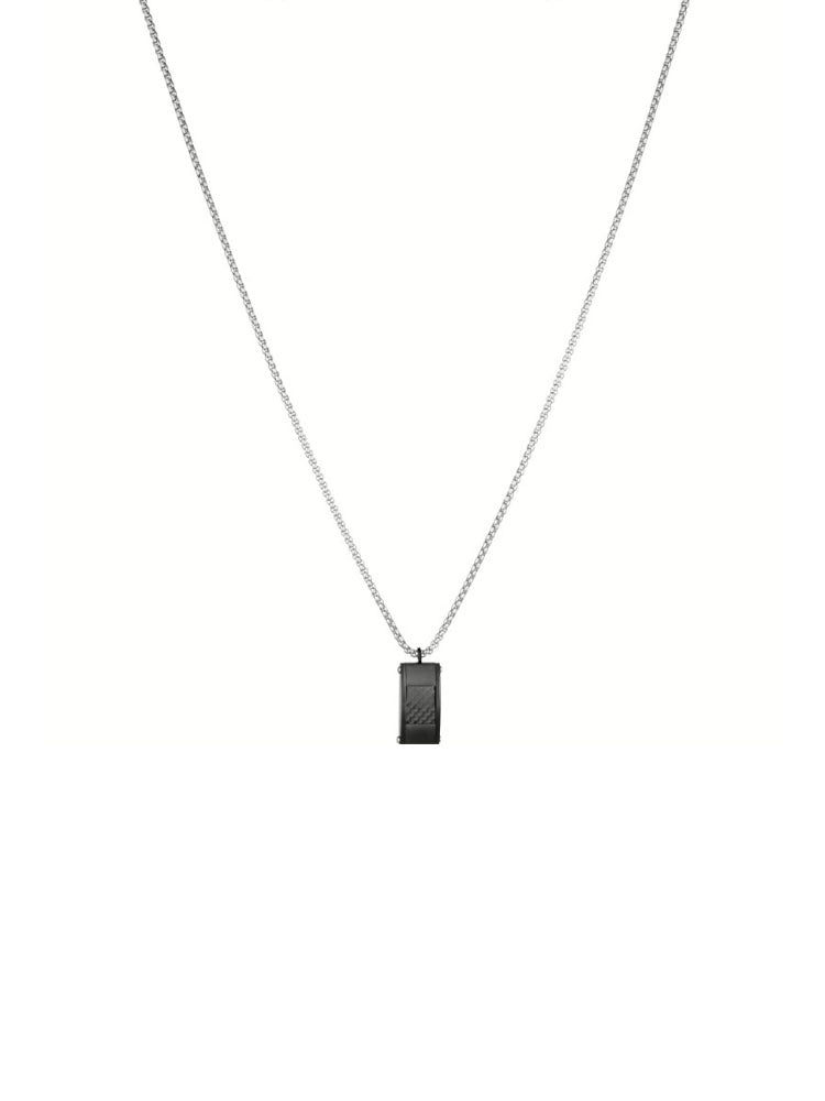 COLLANA UOMO IN ACCIAIO CON PIASTRINA CENTRALE LAMINATA NERA  LIU JO