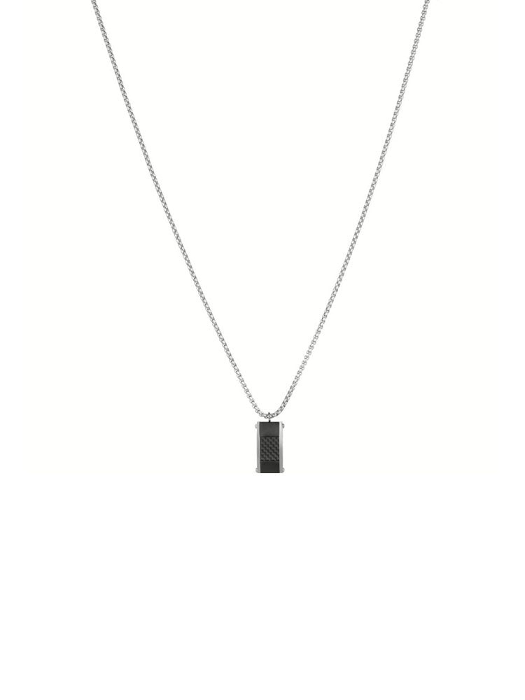 COLLANA UOMO IN ACCIAIO CON PIASTRINA CENTRALE LAMINATA NERA  LIU JO