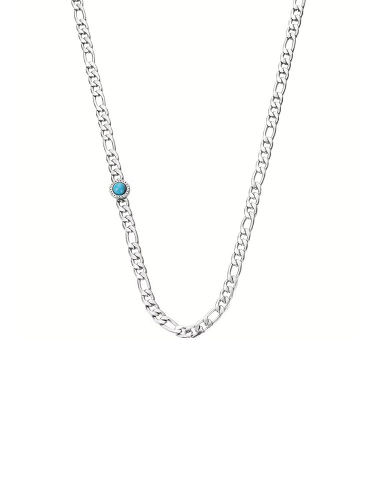 COLLANA UOMO IN ACCIAIO A  CATENA CON PIETRA TURCHESE LIU JO