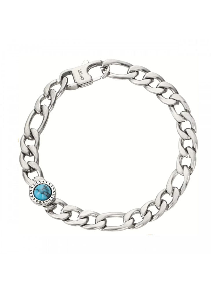 BRACCIALE UOMO IN ACCIAIO A CATENA CON PIETRA TURCHESE LIU JO