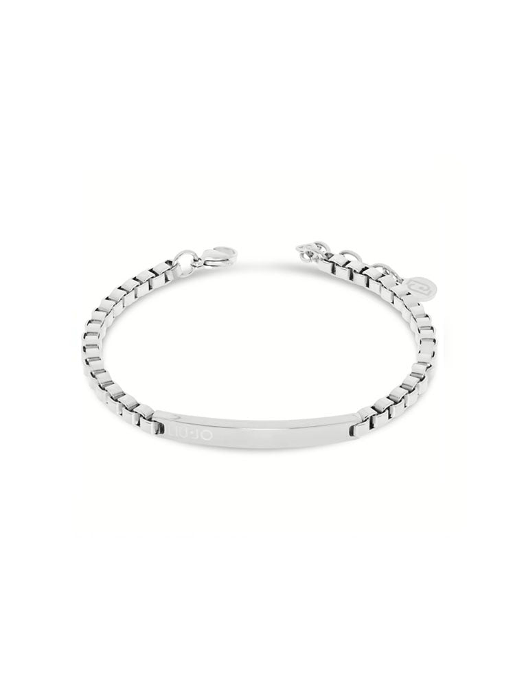 BRACCIALE UOMO IN ACCIAIO A CATENA CON TARGHETTA CENTRALE LOGATA LIU JO