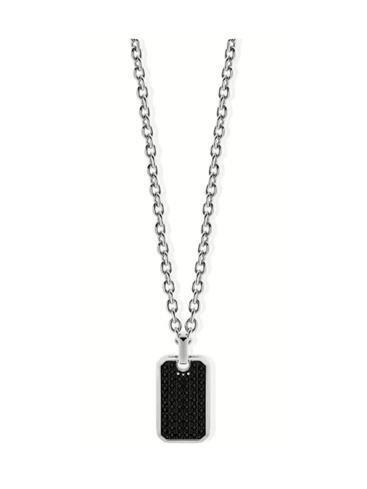 COLLANA UOMO IN ACCIAIO COLOR ARGENTO E CRISTALLI NERI LIU JO